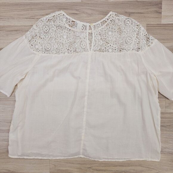OLD NAVY Womens Ivory White Crochet Sheer Cotton Blouse XL - Picture 7 of 8
